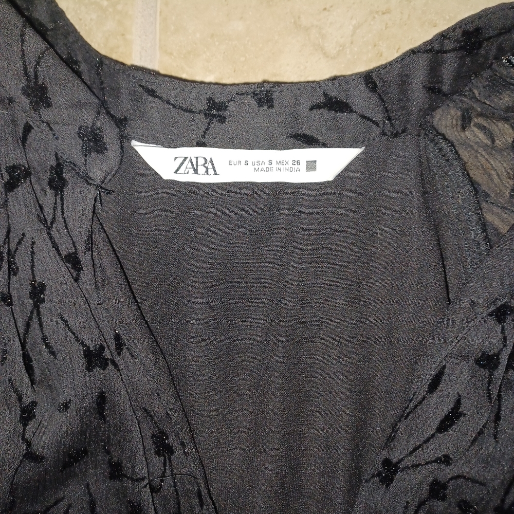 ZARA black mesh flowy dress